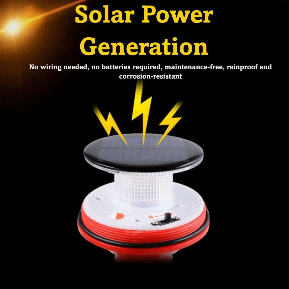 Ultra Bright Solar Powered Light Flashing Ligh Waterproof Ship Warning Light 8LED Solar Charging Sea Signal Light