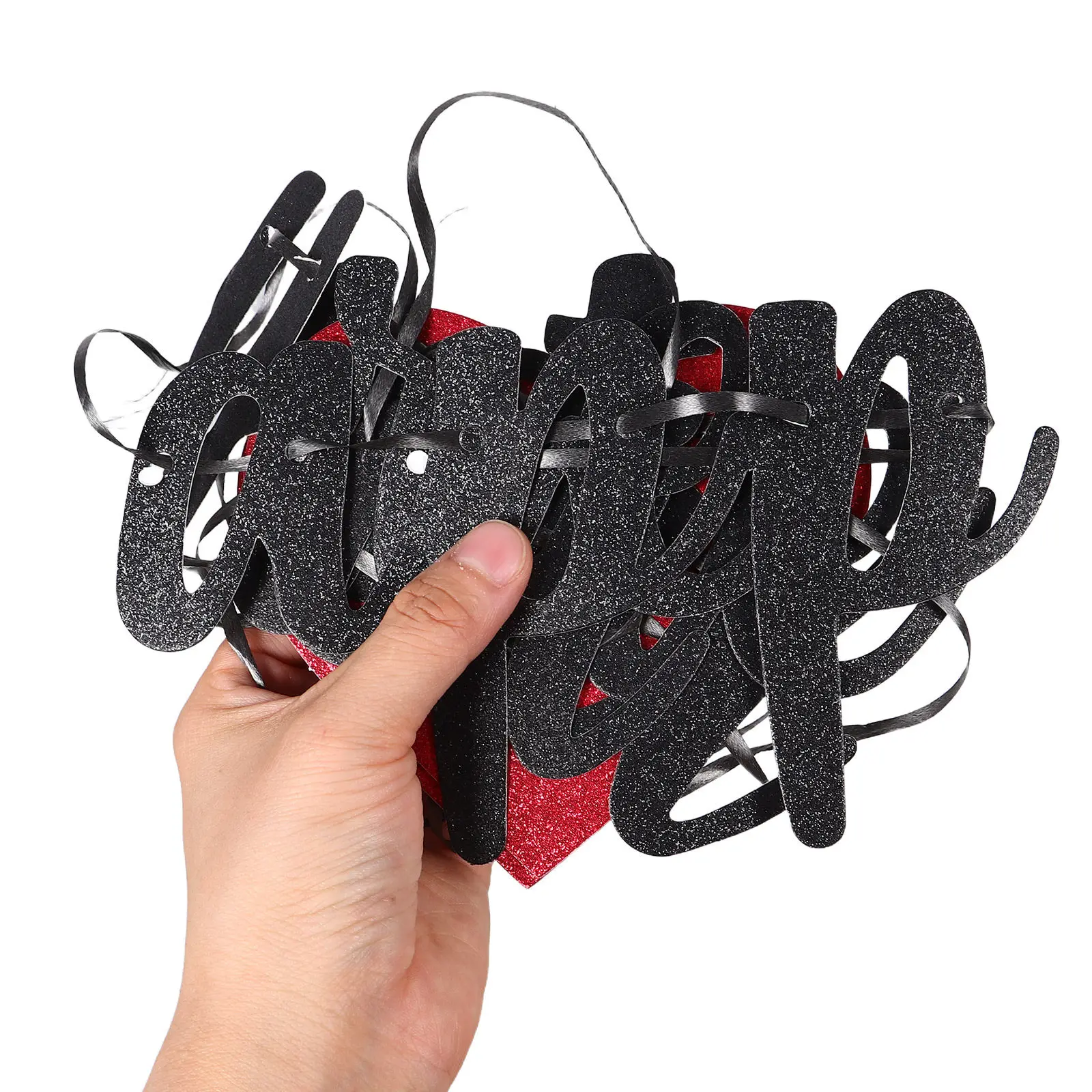 2Set Black Glitter Party Banner Heart Thank You Appreciation Bunting Office Staff Teacher Nurse Employee Celebration