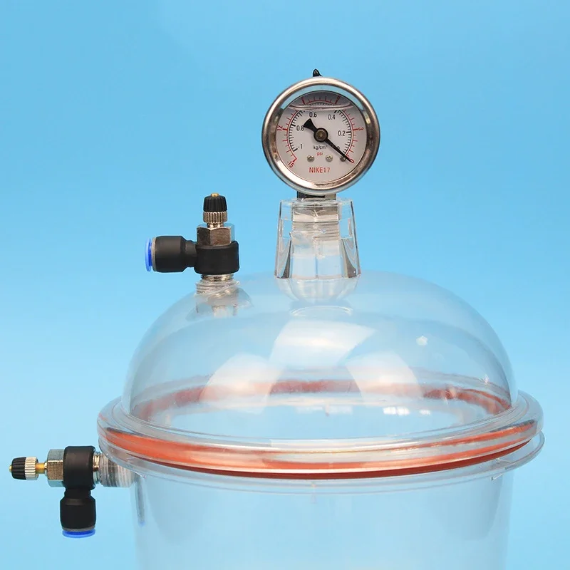 New250MM Polycarbonate Plastic Vacuum Dryer Laboratory Dryer Transparent Vacuum Drying Kettle Double Valve With Pressure Gauge