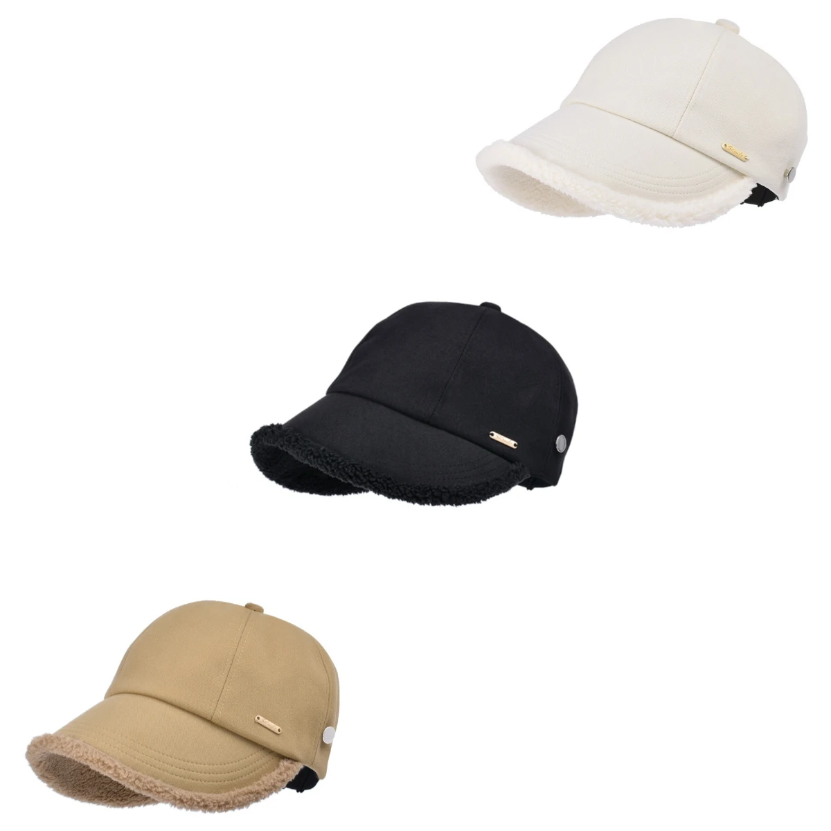 Comes with Buckle Practical Versatility Cold Hat Solid Color Ear Protection Thickened Bucket Hat Wide Plush Brim Windproof Hat