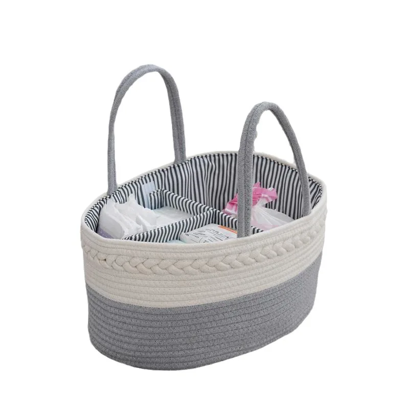 Cotton Washing Basket Garden Style Storage Basket Cotton Rope Woven Basket Clutter Arrangement Storage Baskets