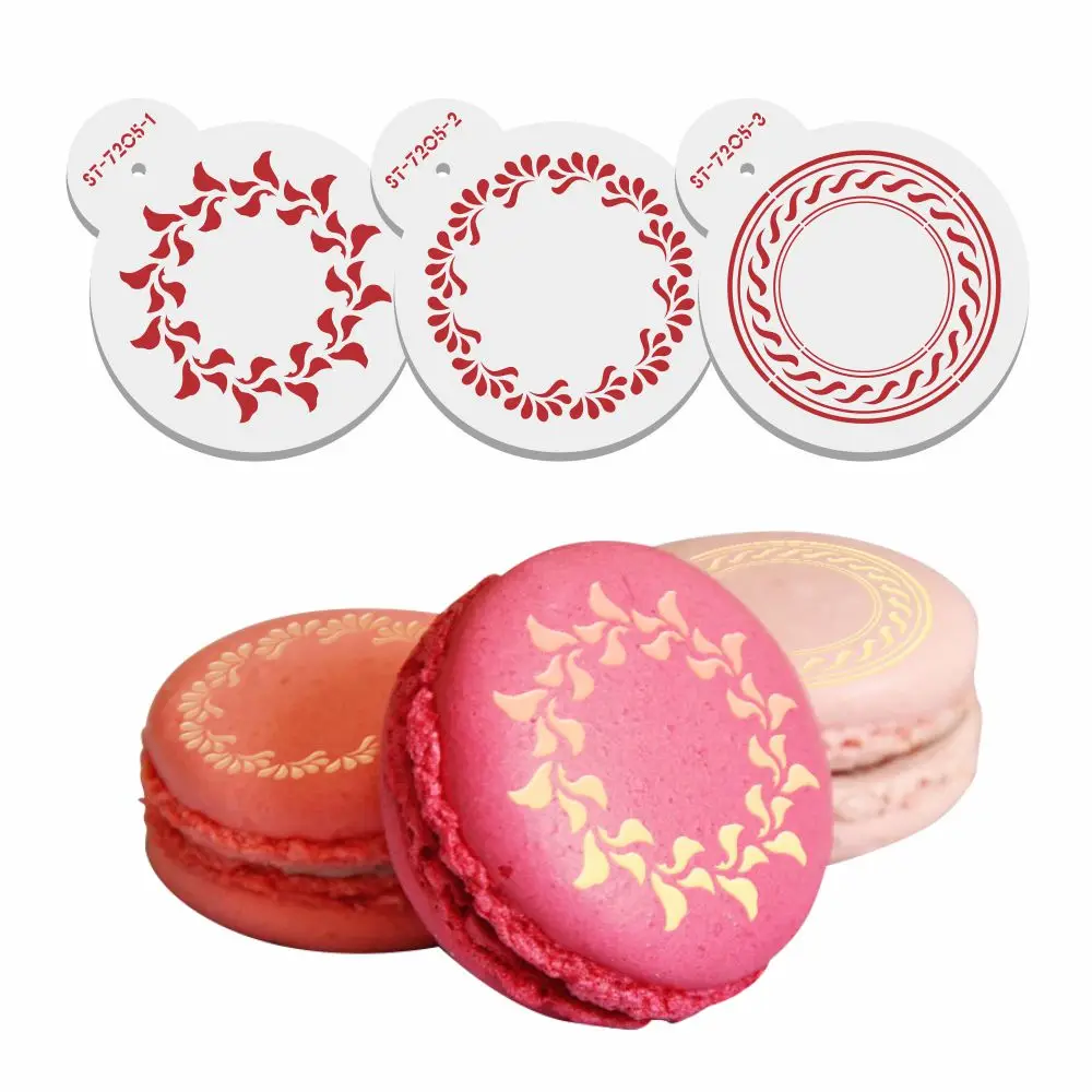 3pcs/set Flower Wreath Stencil for Cookie Decorating Tools Cake Lace Stencils Cake Decorating Fondant Holly Cookie Stencils