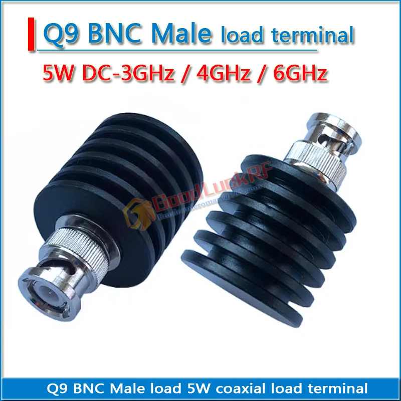 Q9 BNC Male load high-power 5W coaxial Termination DUMMY load 50ohm DC-3GHz 4GHz 6GHz with heat sink low standing wave 50 ohms