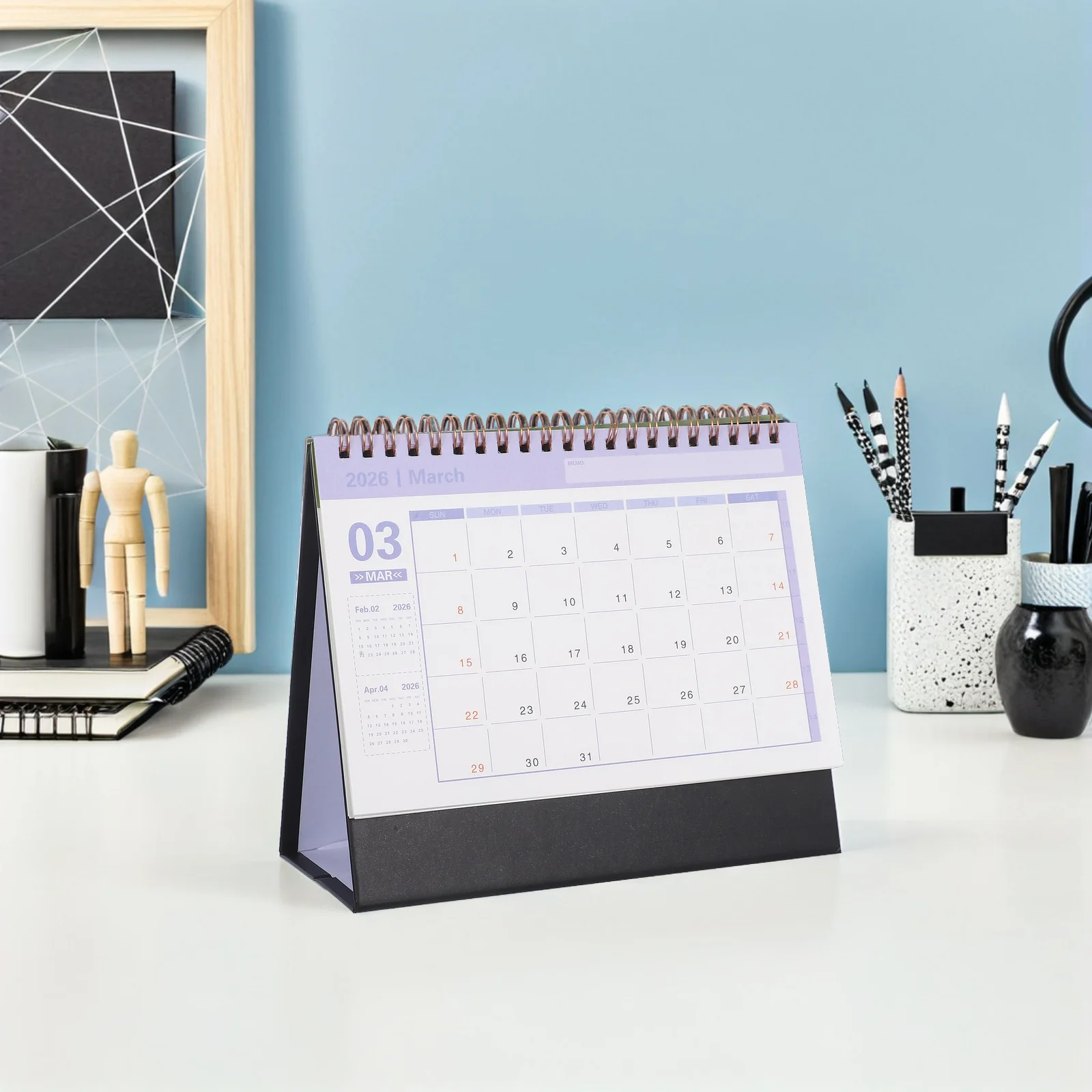 2026 Tabletop Calendar Compact Minimalist Design Easy Flip Pages for Daily Task Home Organization