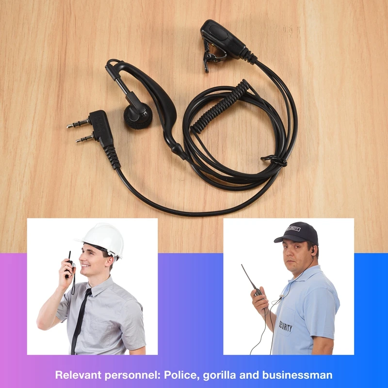 2Pin G Shape Earpiece PTT MIC Ear Hook Headset For Kenwood Puxing Wouxun Baofeng Radio