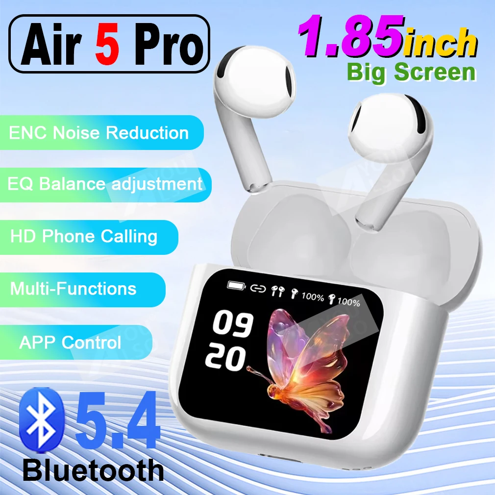 سماعات أذن بلوتوث Air 5 Pro سماعات أذن لاسلكية ENC إلغاء الضوضاء النشطة براعم صغيرة سماعات رياضية سماعة رأس ألعاب أصلية