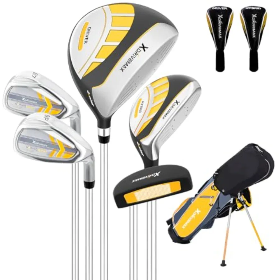 

5/6 Pieces Golf Club Set for Ages Includes Stand Bag with 1 Driver 5 Hybrid 6/7 9/P Irons and Putter Right Hand Designed for Be