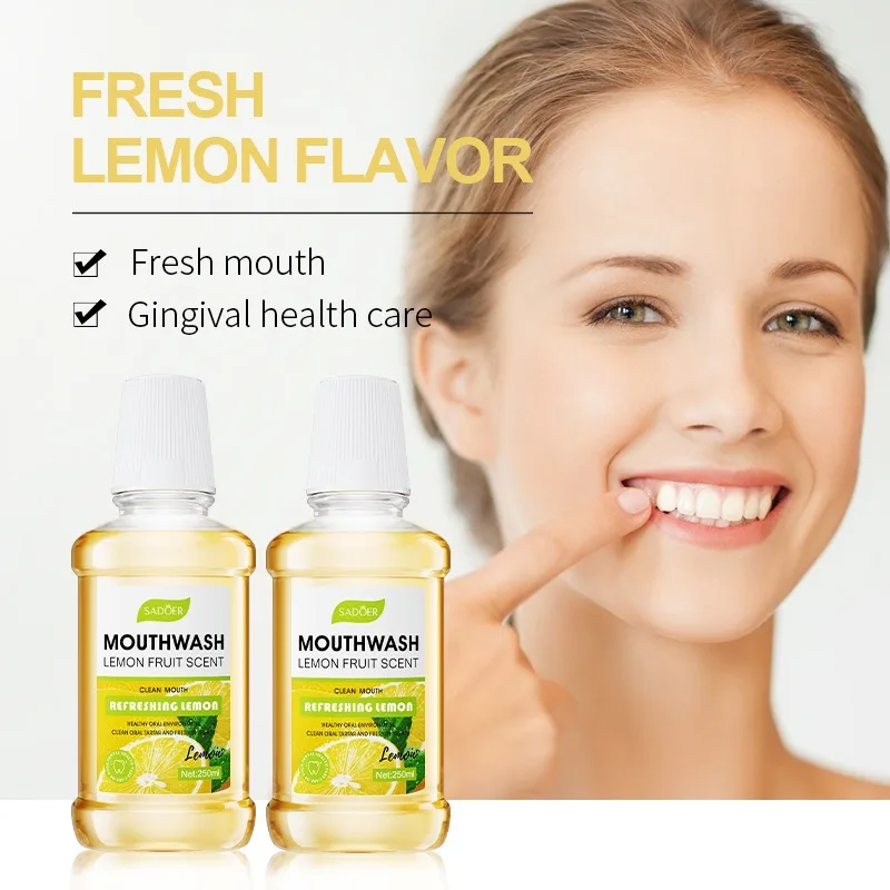250ml พีช Mint มะนาวดึงน้ํามันน้ํายาบ้วนปากธรรมชาติ Breath Refresher Oral หยดสําหรับ Men & Women แอลกอฮอล์ฟรีเครื่องมือ Mouth Care