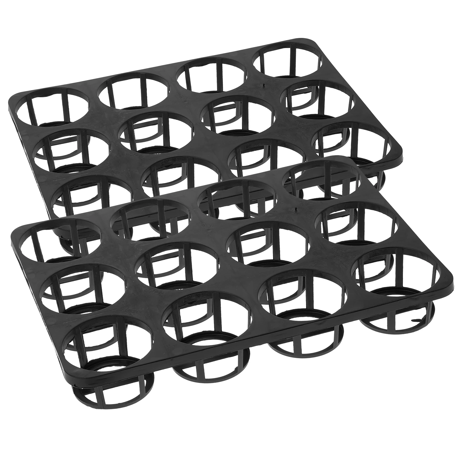 

2Pcs 15 Hole PP Flower Tray Holder Durable Lightweight Corrosion Resistance Breathable Easy Clean Home Garden Trays