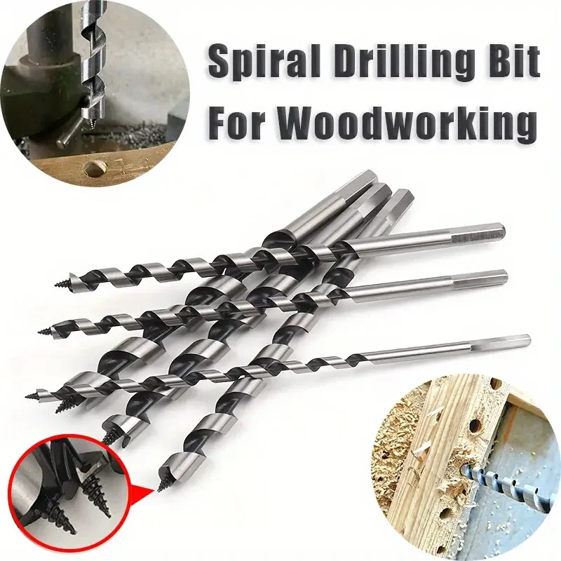 

6pcs Carbon Steel Spiral Drill Bit Set Self-Positioning Twist Drilling Bit With Hexagonal Handle For Woodworking Opening Hole