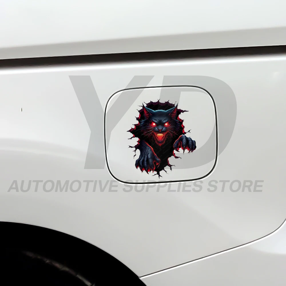 3D Black Cat Car Sticker Scary Red Eyes Evil Kitten Decals Waterproof Vinyl Auto Body Window Laptop Decor Skeleton Styling - view 3