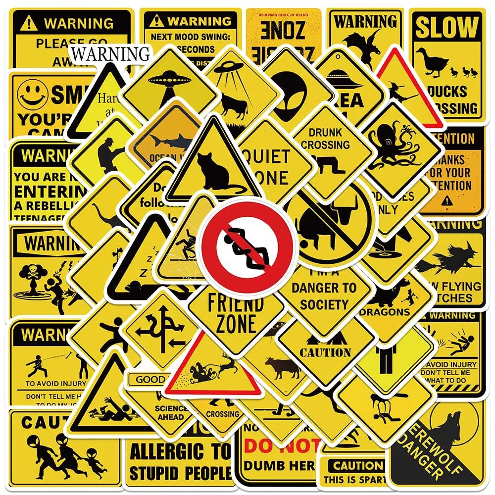 

53 шт. забавных наклеек с предупреждающими знаками, юмористическими цитатами, ретро-граффити для украшения скейтбордов, гитар, автомобилей, багажа