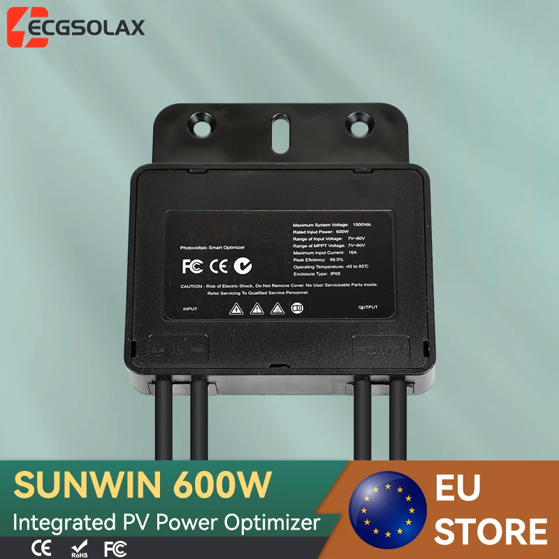 Optimiseur de puissance photovoltaïque ECGSOLAX 600W 1/2/5PCS IP67 avec surveillance en temps réel du panneau solaire, limitation de tension, anti-hotspot, 99,99% stable et fiable