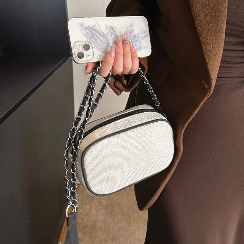 Designerskie mała torebka torby z bawełny dla kobiet i torebki torby Crossbody luksusowe torba na łańcuszku modne płócienne torby na ramię