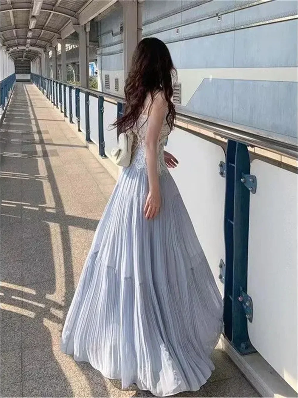 

Elegant Solid A-Line Big Swing Skirt Girl Half Fairy Skirt Women Spring And Summer Trend High Waist Pleated Long Skirt Casual