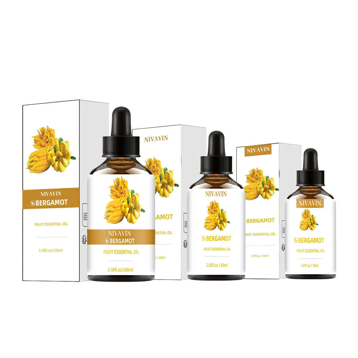 NIVAVIN 30ml/60ml/100ml Bergamot Essential Oil, naturally extracted, freshens the air, rich in fruity aroma