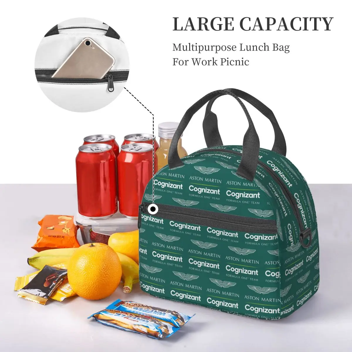 Aston Green Insulated Lunch Bag for School Picnic Storage Food Boxes Container Cooler Thermal Lunch Box Tote