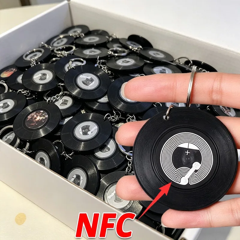 Llavero de vinilo miniatura funcional NFC, llavero con diseño de disco de vinilo DIY, llavero conmemorativo, regalos para amantes de la música