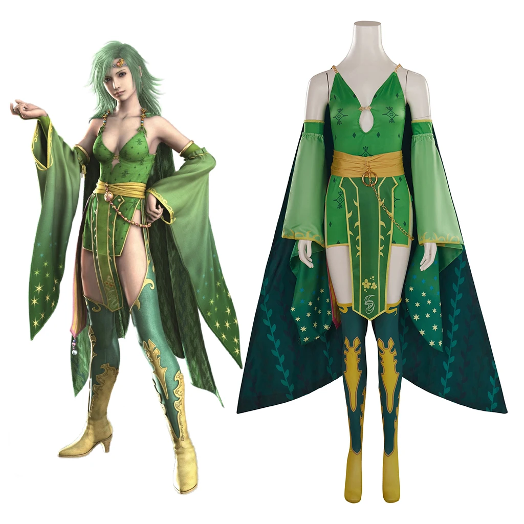 

Final Fantasy IV Rydia Cosplay Costume Sexy Green Dress Suit Rydia Costume Female Halloween Carnival Party Roleplay Clothing