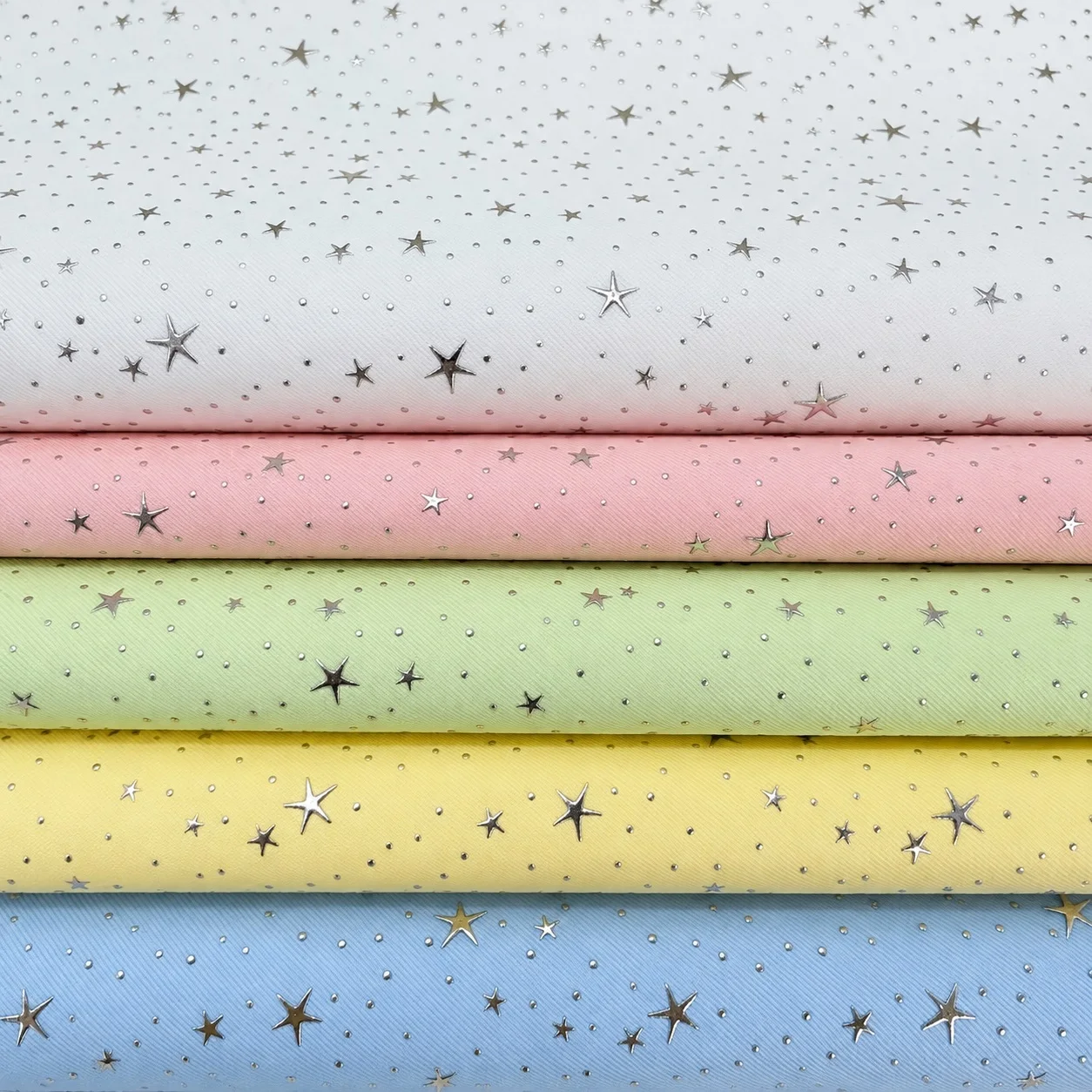 PU Coated Star Glitter Twill Fabric Five Point Star Sequin Material for Bags Shoes Hats Notebooks Craft Upholstery 150cmWide DIY