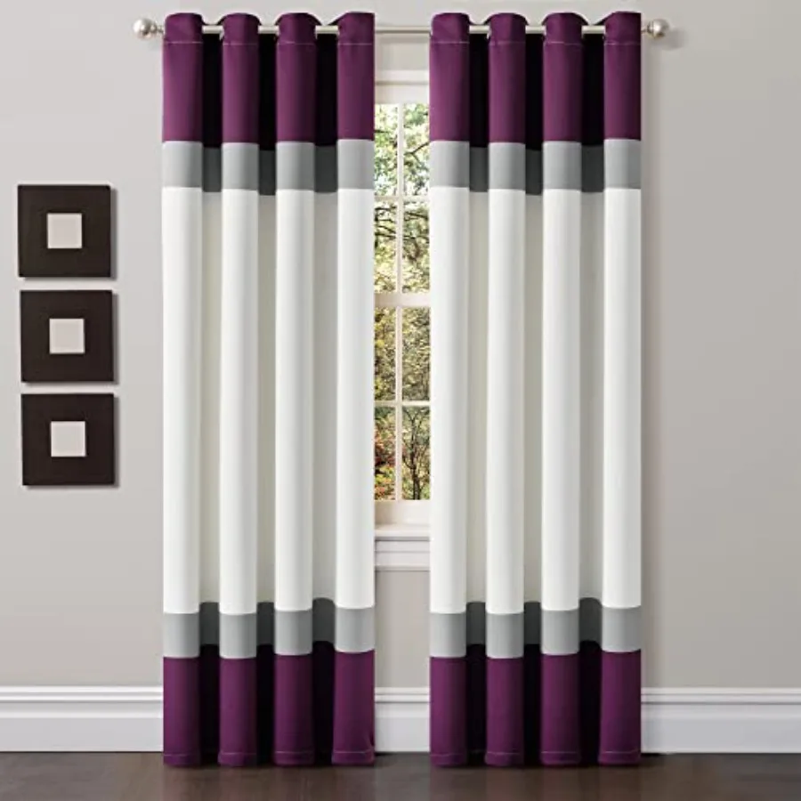 Alexander Color Block Light Filtering Window Curtain Panel Pair