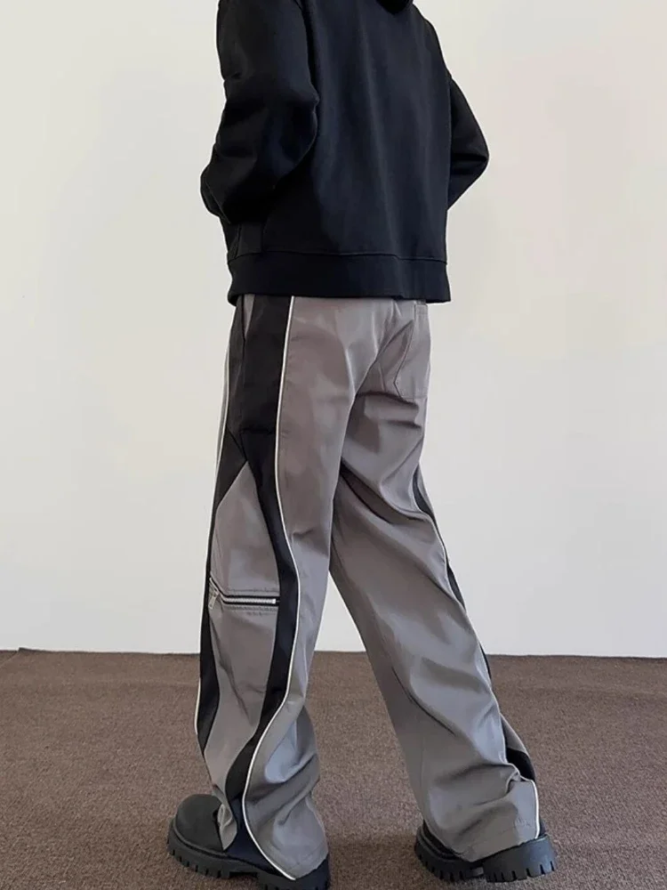GELITAYIN Pantaloni dritti casual larghi con zip grigia Uomo Primavera e autunno Y2k Abbigliamento Vendita Designer Pantaloni classici alla moda Harajuku