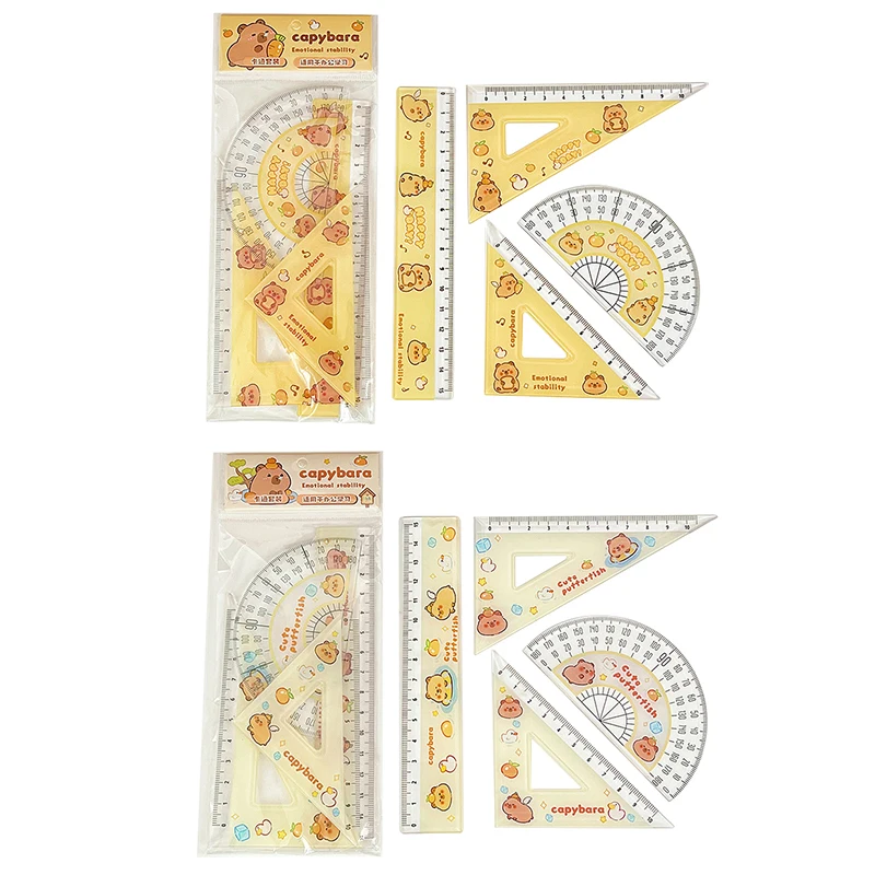 4 قطعة أدوات الرسم الاكريليك كابيبارا الحكام مجموعة لطيف لينة حاكم عدة اللوازم المكتبية طالب عالية الجمال 15 سنتيمتر مسطرة مستقيمة