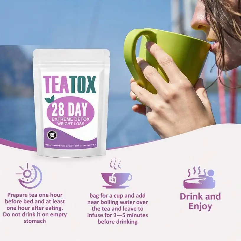 28 Day Teatox Extreme Detox Tea Fat Burn Deep Cleanse 100% Organic Herbal Tea for Bloating Relief & Digestive for Men & Women