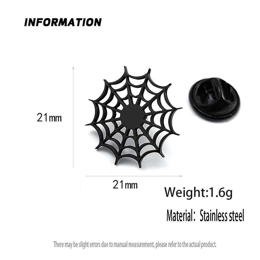 New spider web lapel pin, fashionable stainless steel badge, retro style brooch suit accessories, suitable for party wear