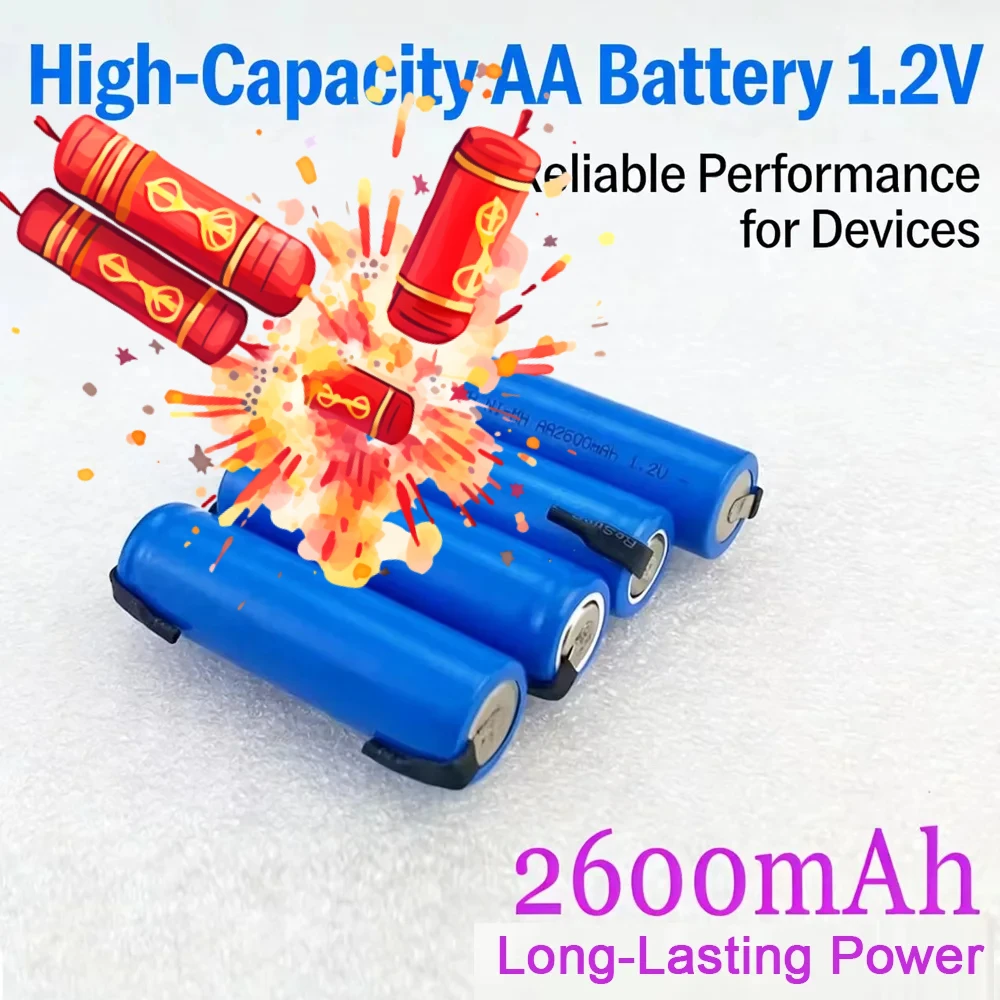 AA Rechargeable Battery 1.2V 2600mah Original NiMH Battery with Solder Pins for DIY Electric Razor toothbrush Toys