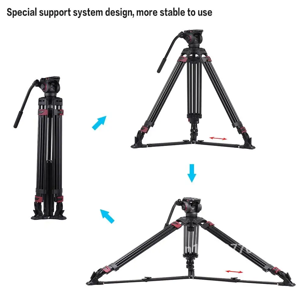 Miliboo MTT609A Professional Photography 3 Sections Tripod Stand Aluminum Alloy for Canon Nikon Sony DSLR Cameras Camcorders