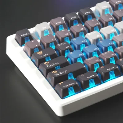 Aurora-themed keycaps PBT + PC five-sided sublimation light transmission four-sided windows new genre