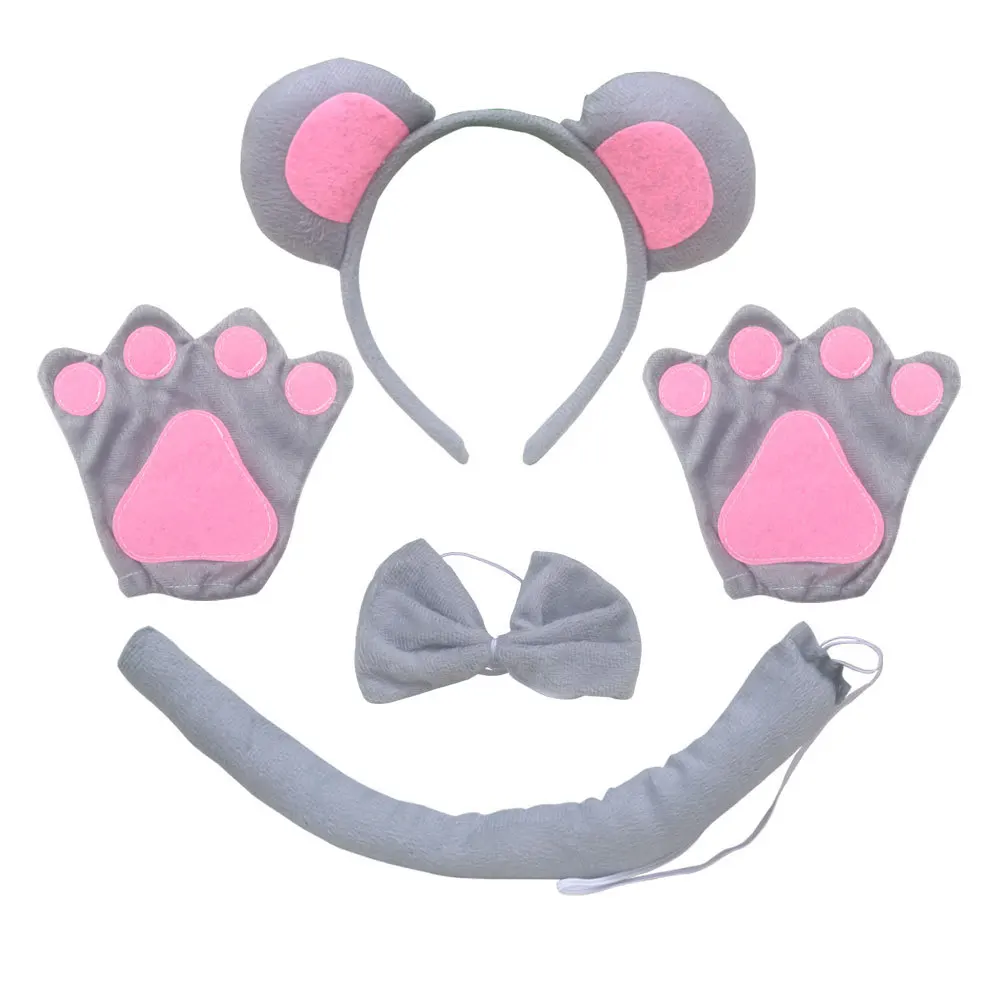 Girls Mouse Tutu Dress Pink Gray Cartoon Animal Mice Rat Costume Outfits Toddler Kids Halloween Carnival Birthday Party Dress Up view 6