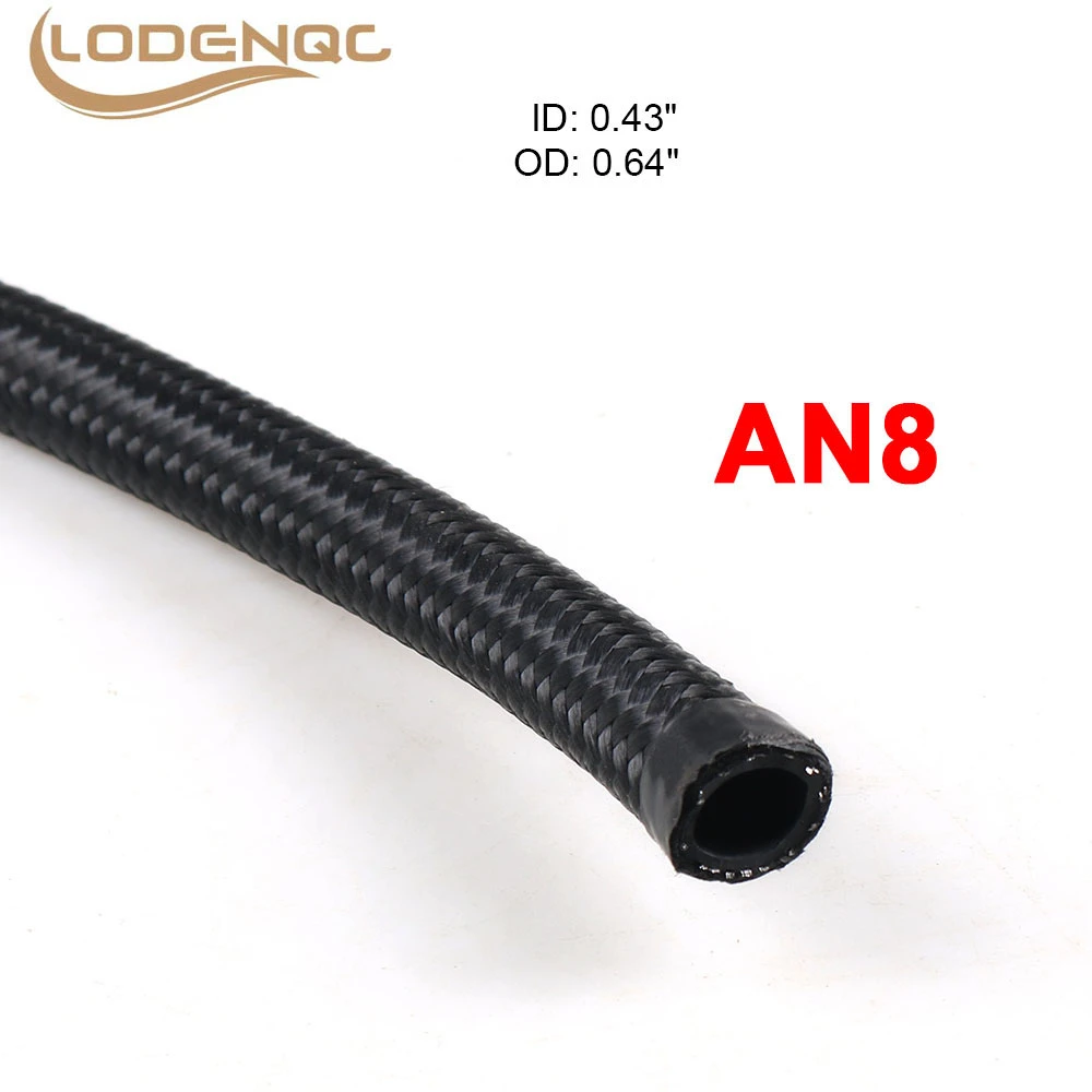 8 AN 8N6 (0.43 mm ID) Universal fuel hose Oil hose Oil pipe fitting hose Kit Nylon Braided hose black LC100573-AN8