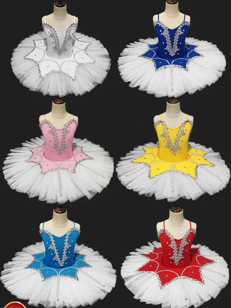 大人と子供のためのプロのバレエチュチュ、白鳥の湖のパンケーキチュチュ、古典的な体操レオタード、白いダンス、バレリーナダンス