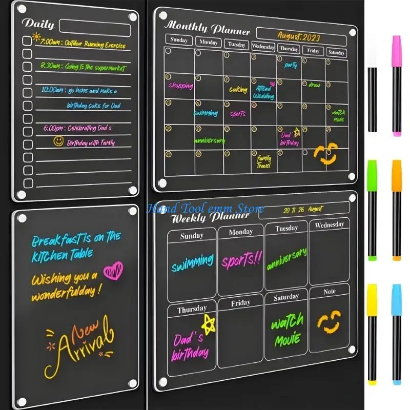 

H37F 3pcs Friendly Writingboard Wall Panes for Home Dry Remove Includes Markers