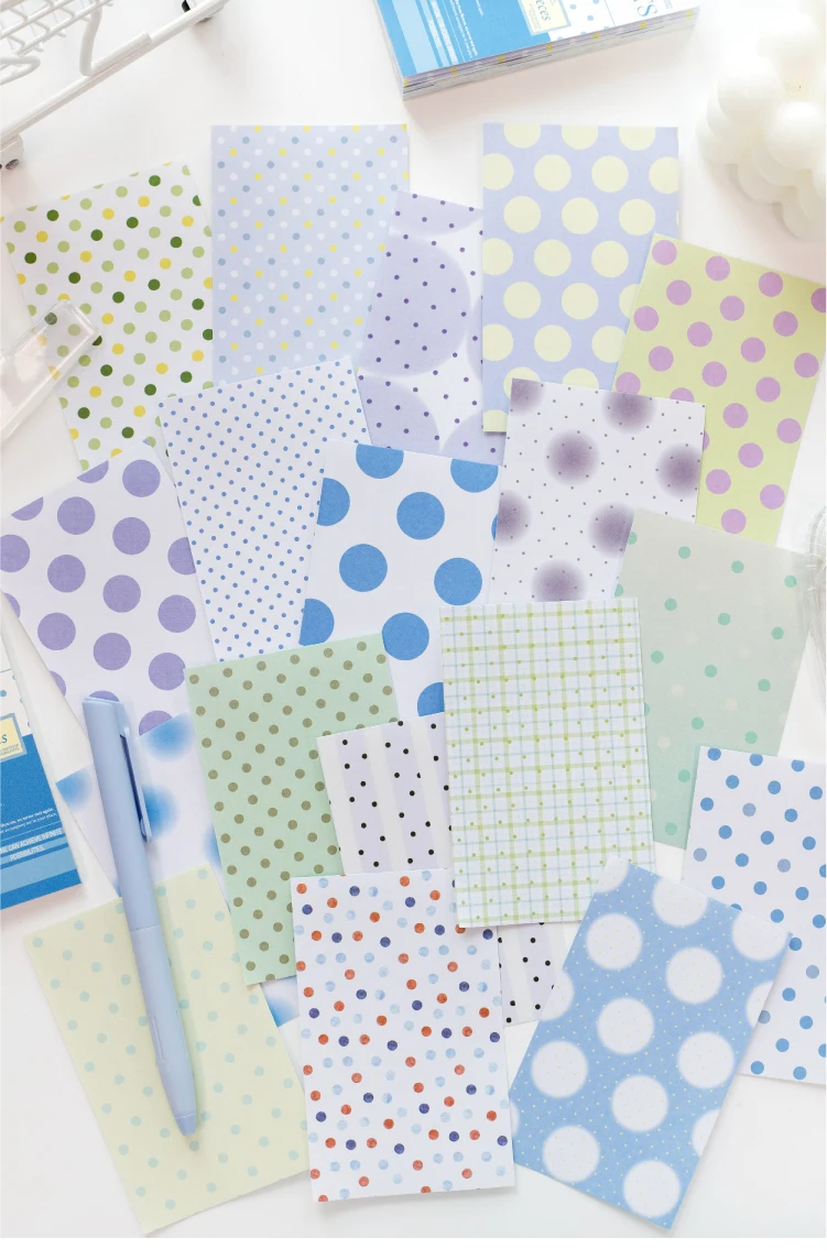 Journal GO 30 Blatt Polka Dots Stickerbuch Koreanischer Stil Punktmuster Notizblock für Journaling, Scrapbooking, Basteln, DIY-Material – Detail 17