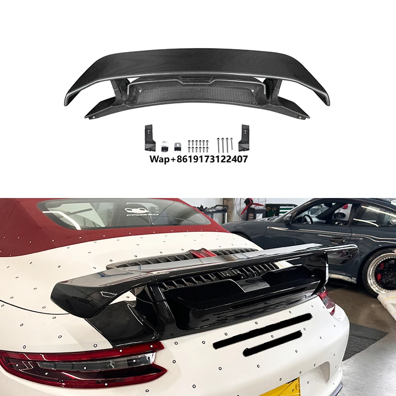 2012-2015 Carbon Fiber Rear Wing Spoiler with Glue Tape or Screws Installation for 911 991.1