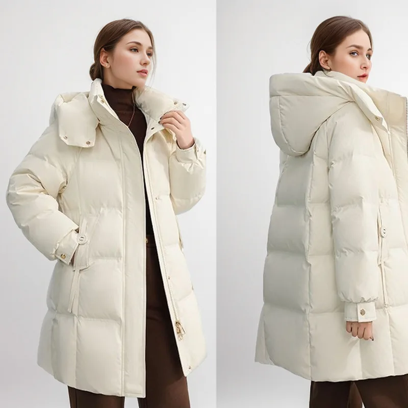 

2024 New Winter Women Long Parkas Pockets Thick Warm Hooded Down Cotton Coat Female Loose Puffer Jackets Windproof Snow Overcoat