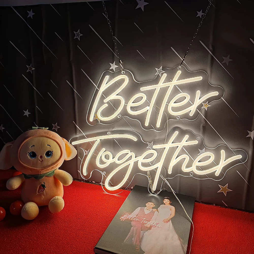 

Custom Neon Light Sign Better Together Neon Signs Led Letter Wall Hang Weddings Bar kawaii room Wall Hanging Bar Party Decor