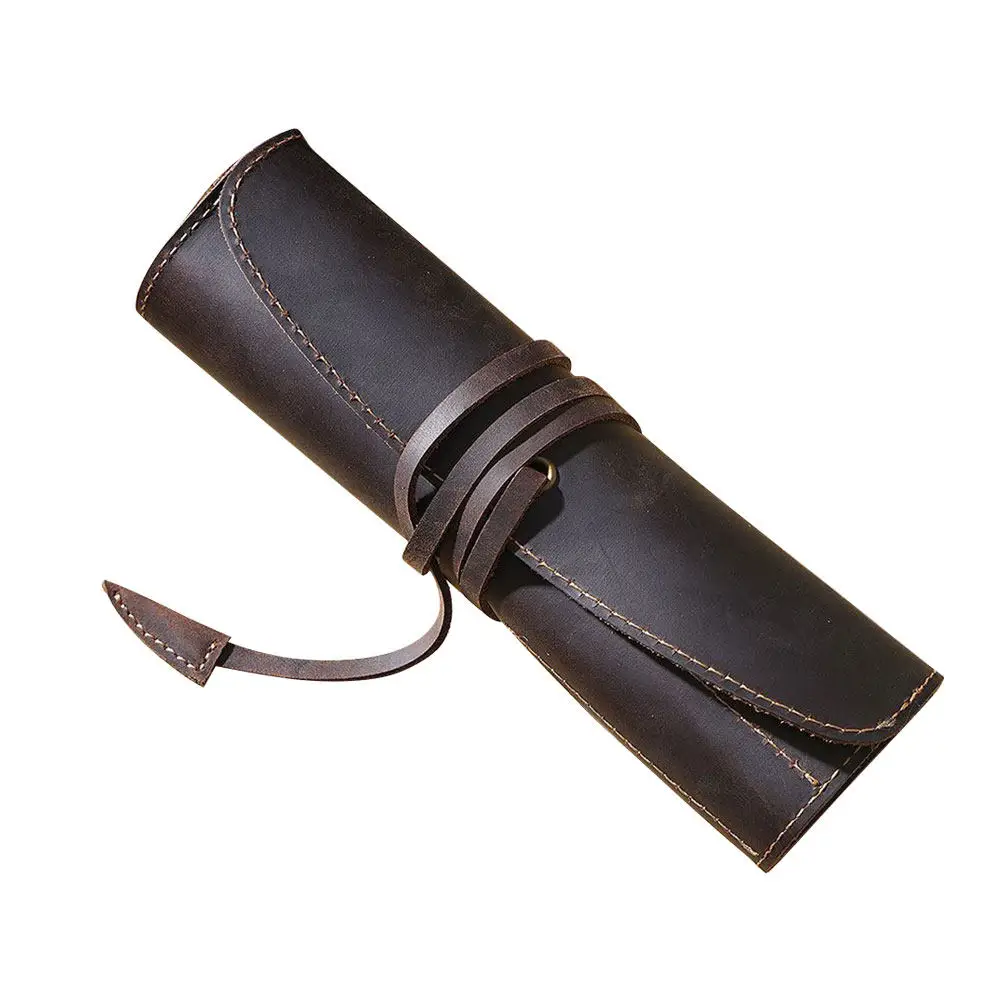 Vintage Handmade Pen Pouch Holder Roll Design for Fountain Rollerball Ballpoint Pens Office College Daily Use