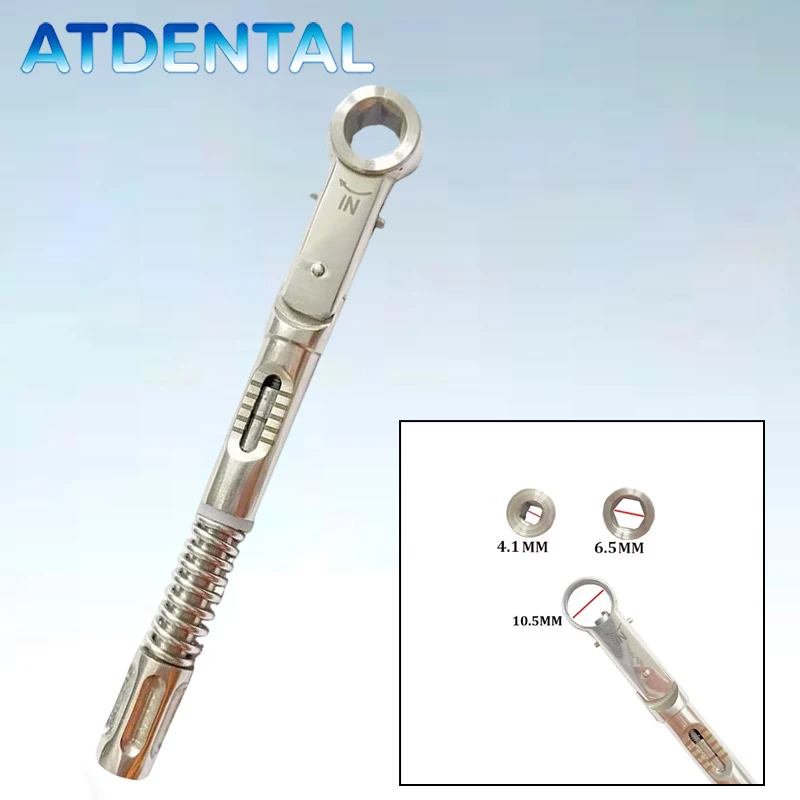 

Dental Implant Torque Wrench 10.5mm 10-50Ncm German Quality Stainless Steel Tool with Drivers for Dentist Clinic