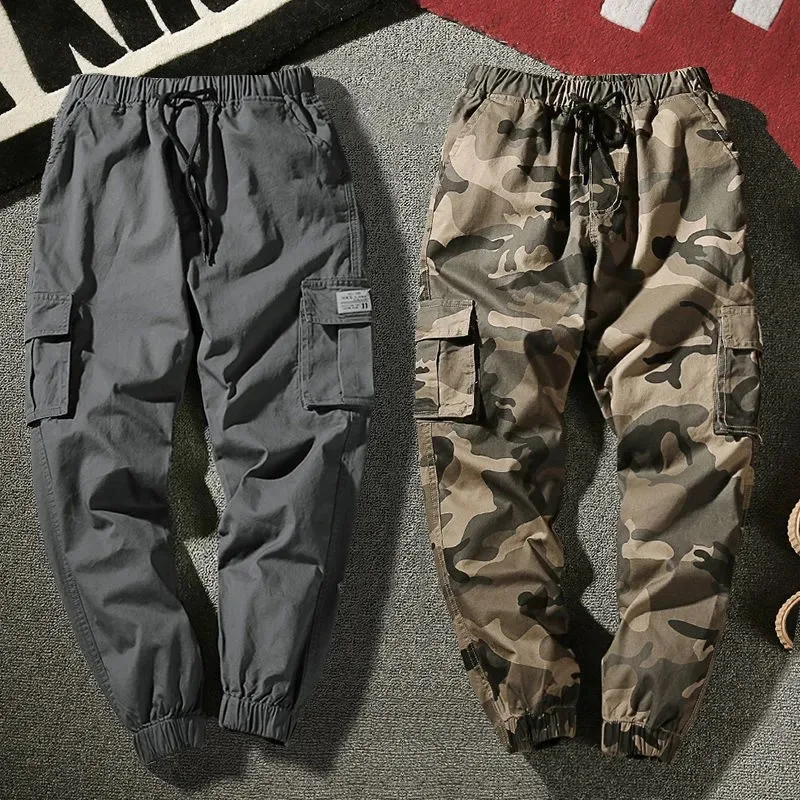 Pantalones Cargo con múltiples bolsillos para hombre, pantalones bombachos de camuflaje, de algodón, ropa de calle informal, talla grande, M-7XL