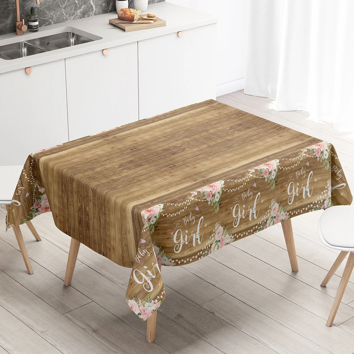 

Wood Grain Tablecloth PE Rectangle Table Cover Birthday Party Decor Vintage Farmhouse Table Decor Wedding Baby Shower Party Supp