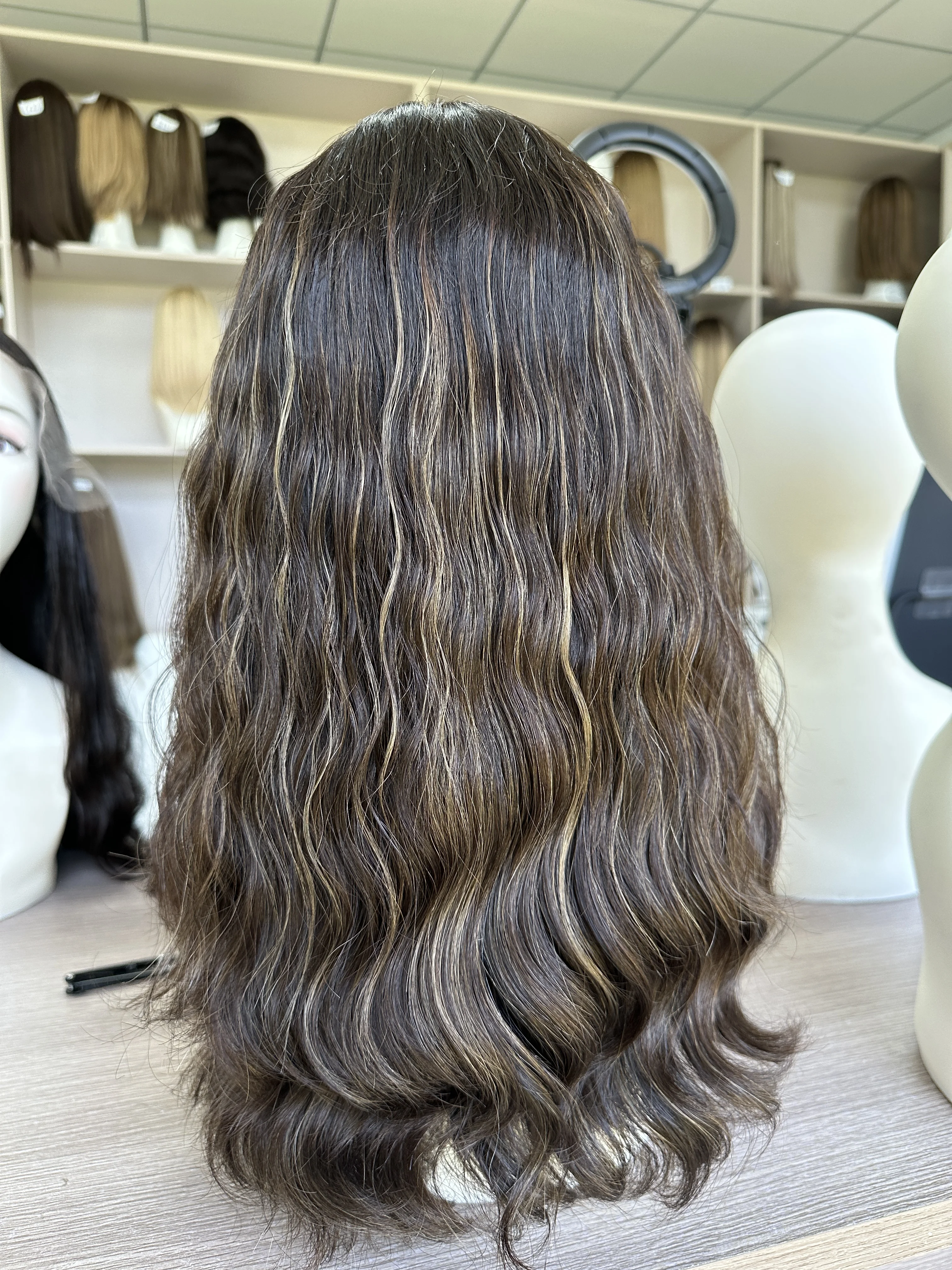 

Lace top wave Kosher Wigs European hair Natural color TsingTaowigs Human Hair Jewish Wig Lace Top For Women Free Shipping