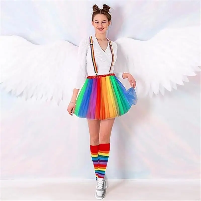 270d jupe colorée tenues arc-en-ciel jupe tutu courte jupe en tulle doux costumes