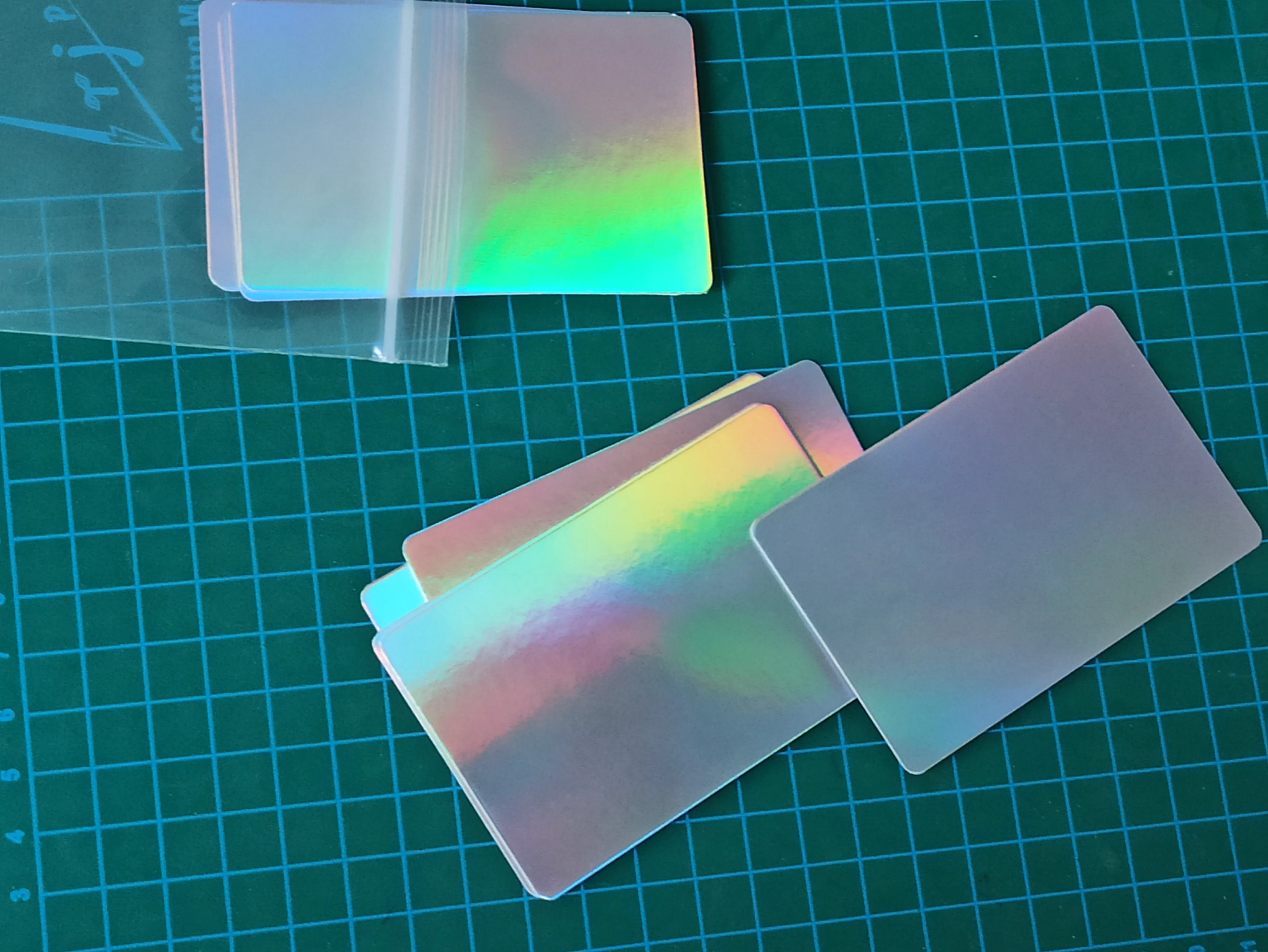 Glossy Finish Single Side Holographic Silver Rainbow Color Blank Paper Business Cards