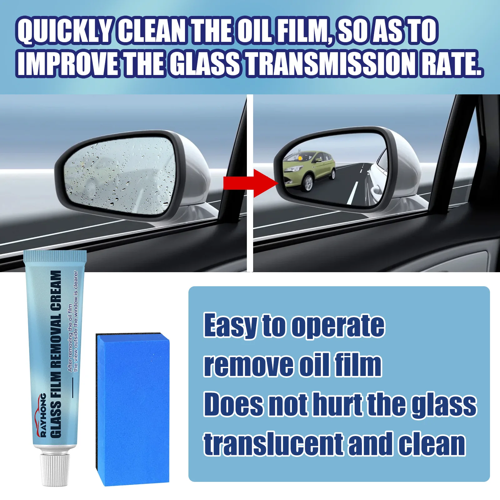 Car Glass Polishing Degreasing Cleaner Water Spot Stain Removal Waterproof Window Windshield Car Care Oil Film Cleaning Paste