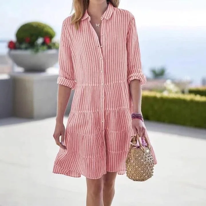 Dames lang gestreept irt Dr losse taille polyester A-lijn rok lang Sve Busin casual faion enkel stuk herfst