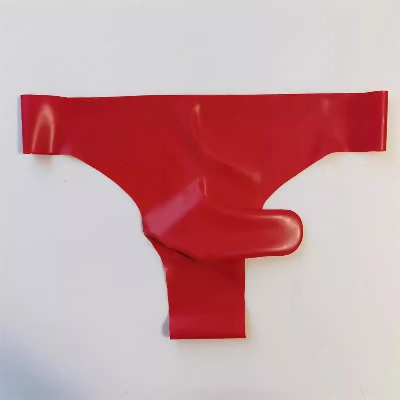 Latex Underwear Men's Sexy Lingerie Rubber Briefs with Penis Sleeve Condom Seamless One Piece Safety Panties Transparent Hombre image 5